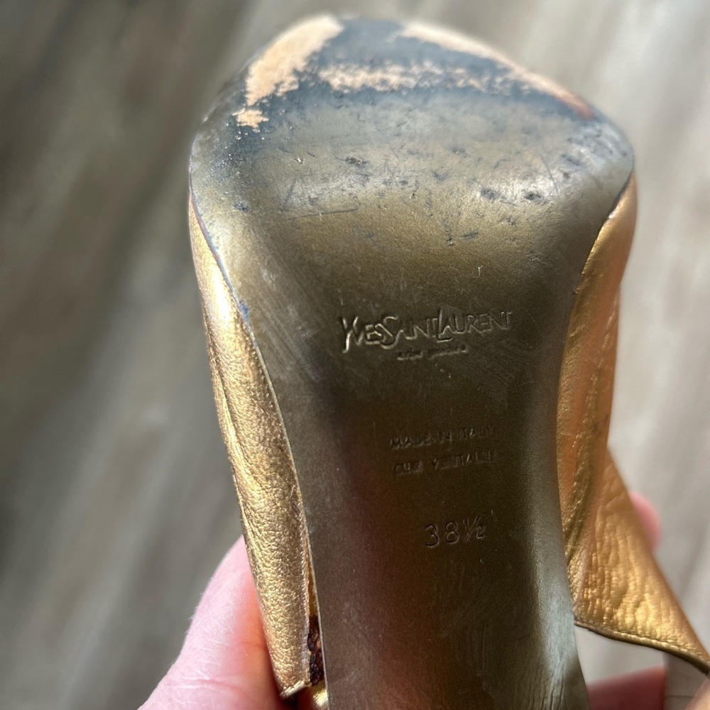 YSL Vintage Gold Slingback - Picture 2 of 11